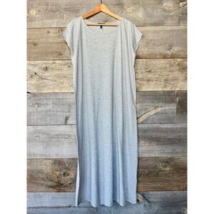 Eileen Fisher Mini Stripe Organic Cotton Jersey Sleep Dress 1X Dark Pearl Flowy